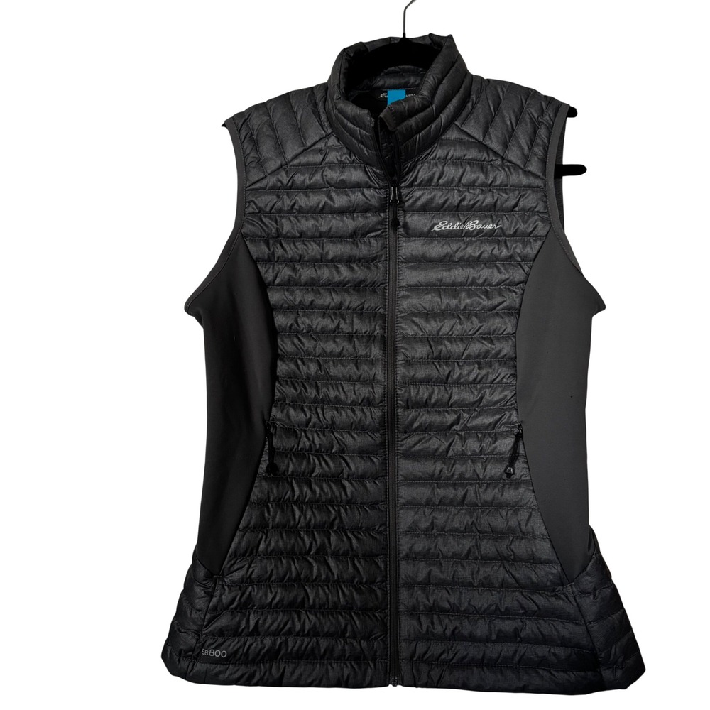 Eddie Bauer Women's Small EB800 Black Quilted Puffer Vest Full Zip